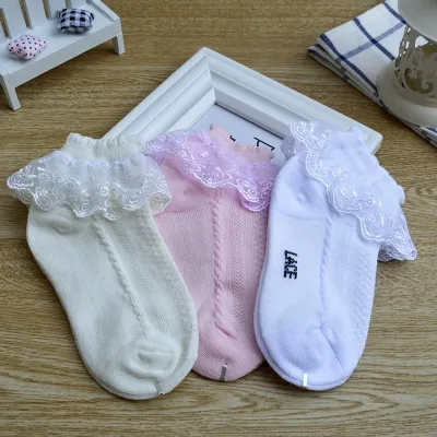 Cute Floral Design Baby Girl Lace Socks (1 Pair)